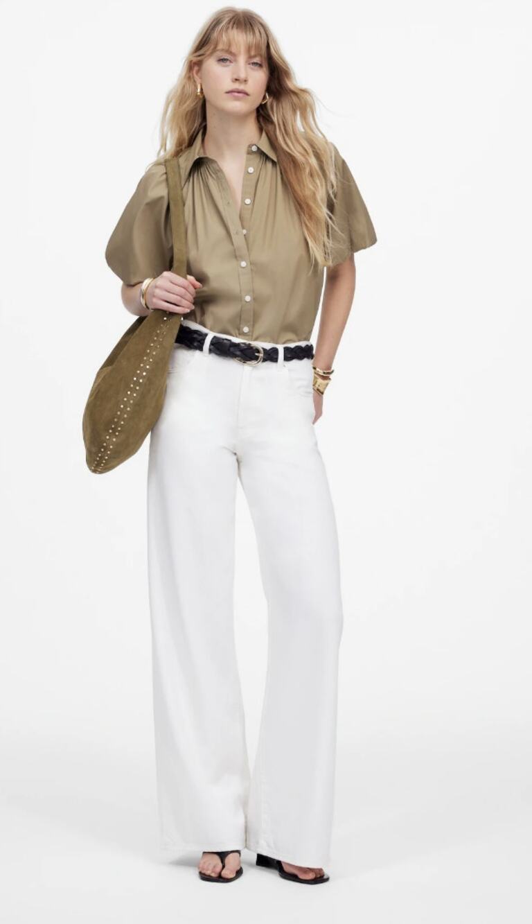 Madewell Petite Superwide-Leg Jeans Womens SZ P25 White NU708 Airy Denim Edition